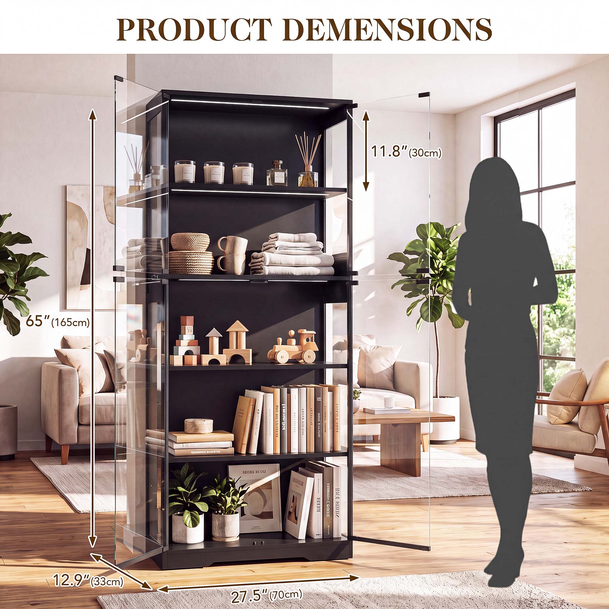 TCGBKAF 5‑Tier Display Cabinet - Lighting ulasan dan harga