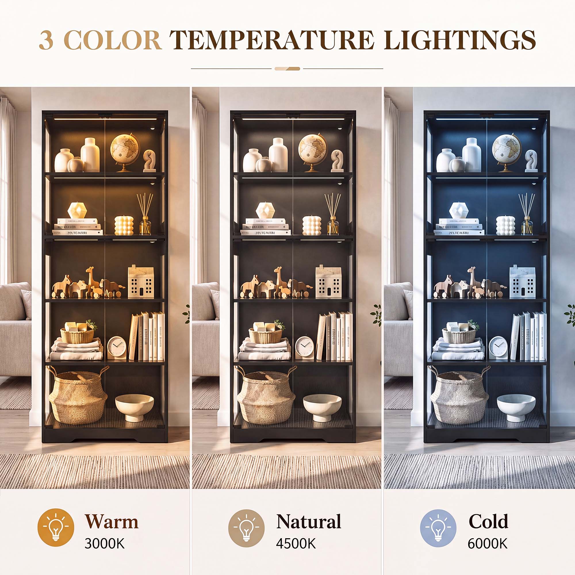 TCGBKAF 5‑Tier Display Cabinet - Lighting ulasan dan harga