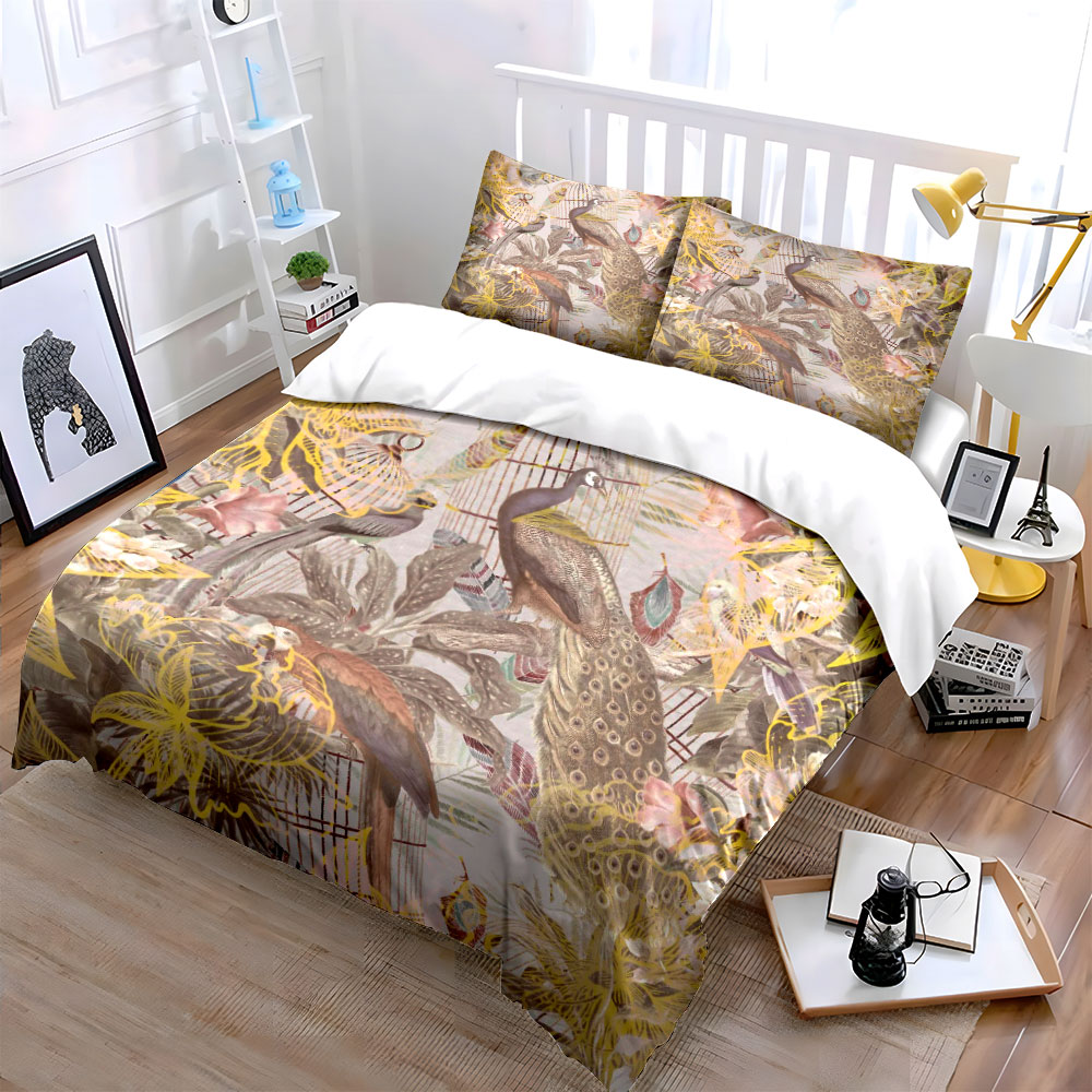 Vintage Peacock Birdcage Beddi - Aesthetic Floral Duvet Cover ulasan dan harga