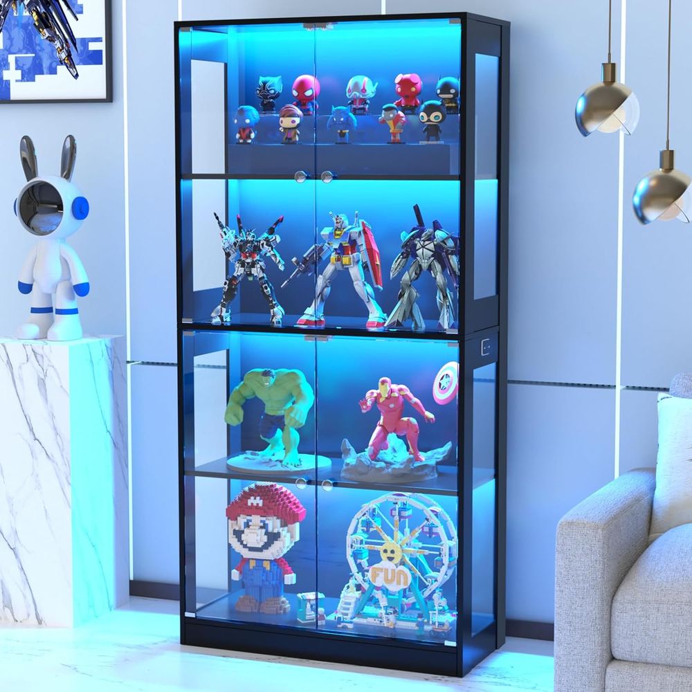 65 Glass Door Display Cabinet, - Lighting ulasan dan harga