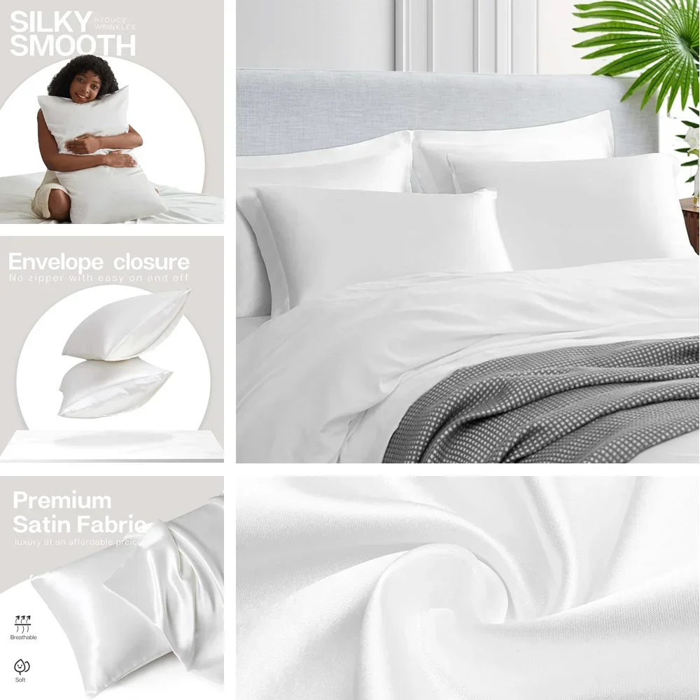 2 Pack Satin Pillowcase for Ha - Satin Silk Pillowcase Hair Skin ulasan dan harga