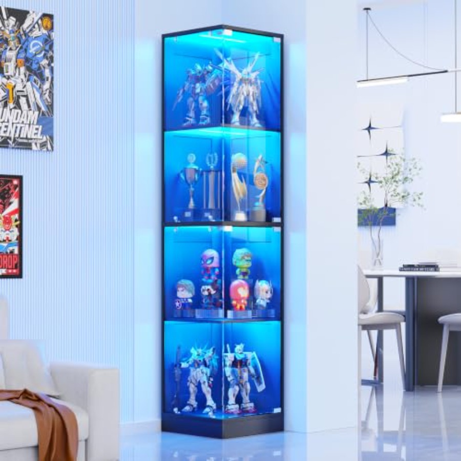 Corner display cabinet with gl - Lighting ulasan dan harga