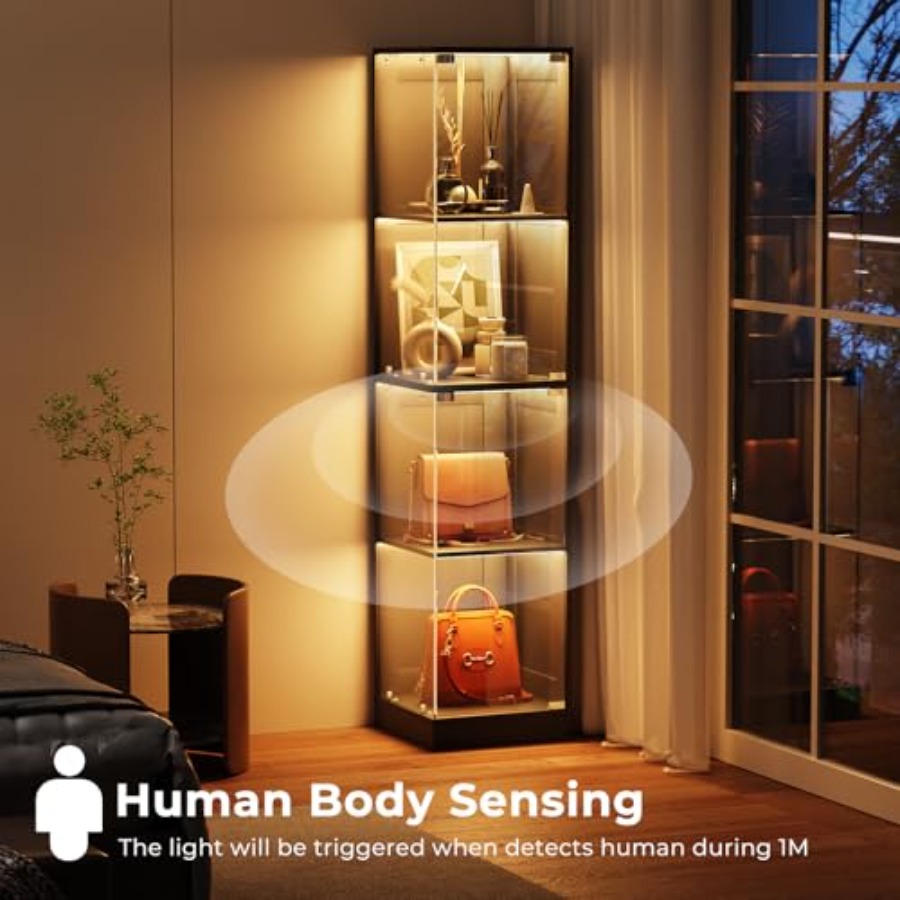Corner display cabinet with gl - Lighting ulasan dan harga