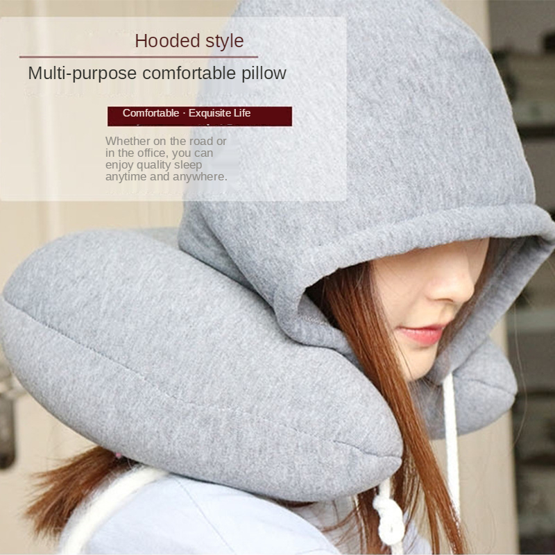 U-shaped Hooded Travel Home Pi - Anti Snore Contour Pillow ulasan dan harga