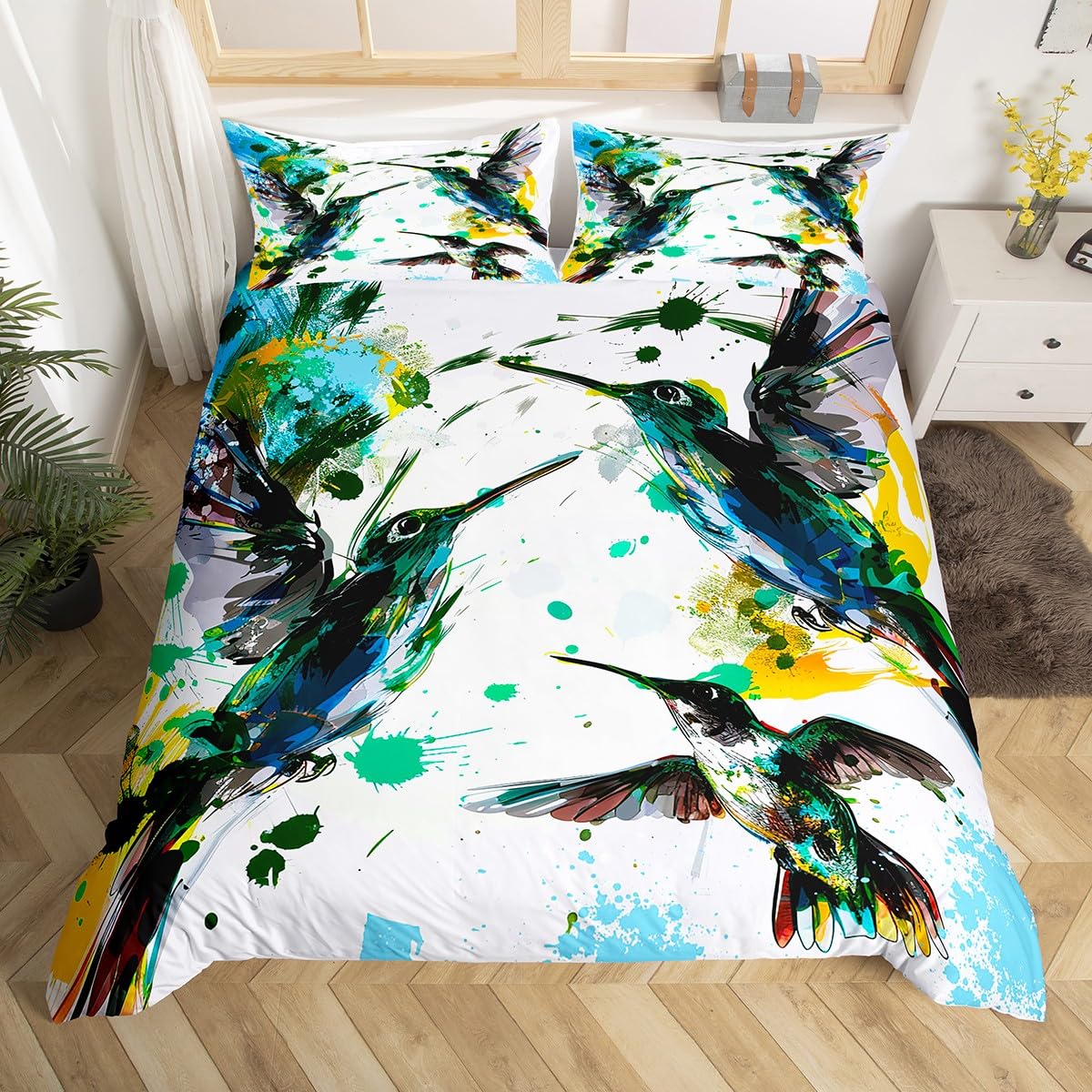 Hummingbird Bedding Set Luxury - Aesthetic Floral Duvet Cover ulasan dan harga