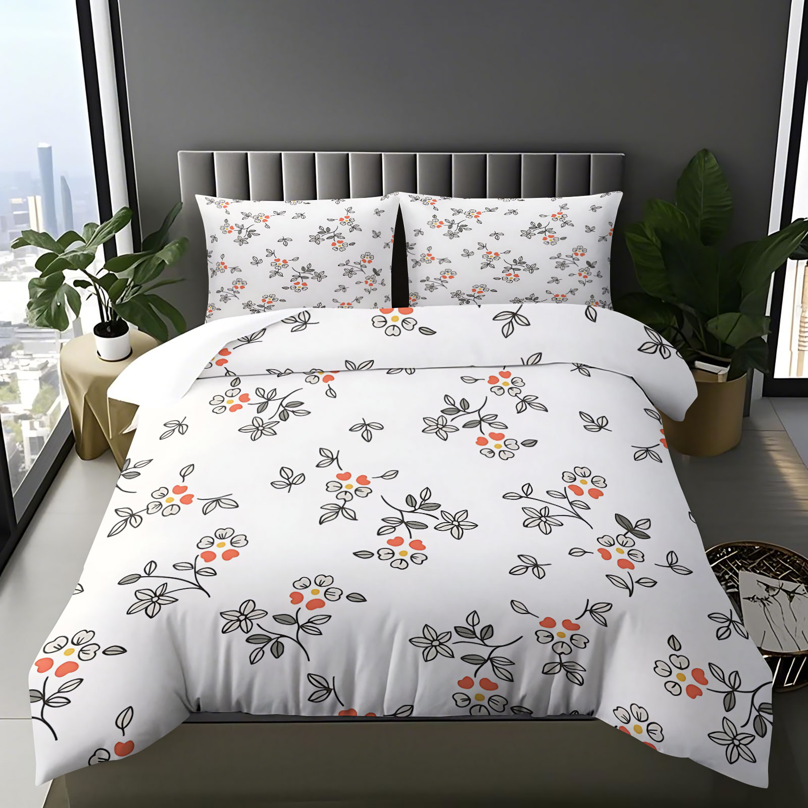 Minimal Hand-Drawn Thin Line O - Aesthetic Floral Duvet Cover ulasan dan harga