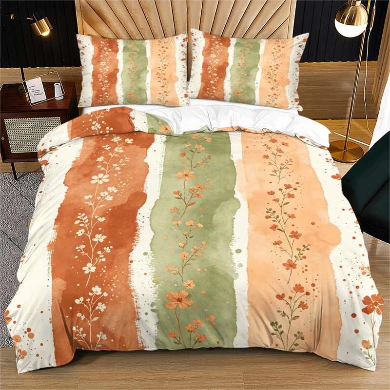 Duvet Cover Watercolor Striped - Aesthetic Floral Duvet Cover ulasan dan harga
