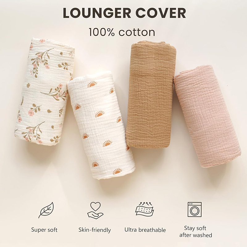2PCS Baby Lounger Cover Muslin - Muslin Cotton Bedspread ulasan dan harga