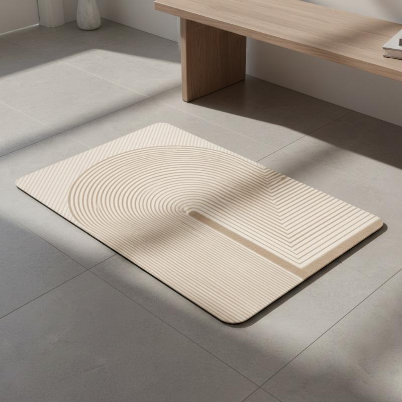 Beige Striped Diatomite Bath M - Quick Dry Diatomite Bath Mat ulasan dan harga