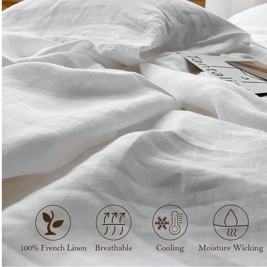 100% Linen Soft Bed Sheets, Qu - Fitted Bed Sheets Deep Pocket ulasan dan harga