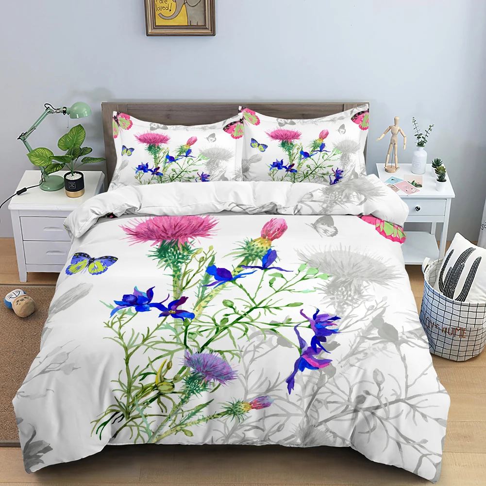 Butterfly Bedding Set 3D Flowe - Duvet Cover Sets With Zipper ulasan dan harga