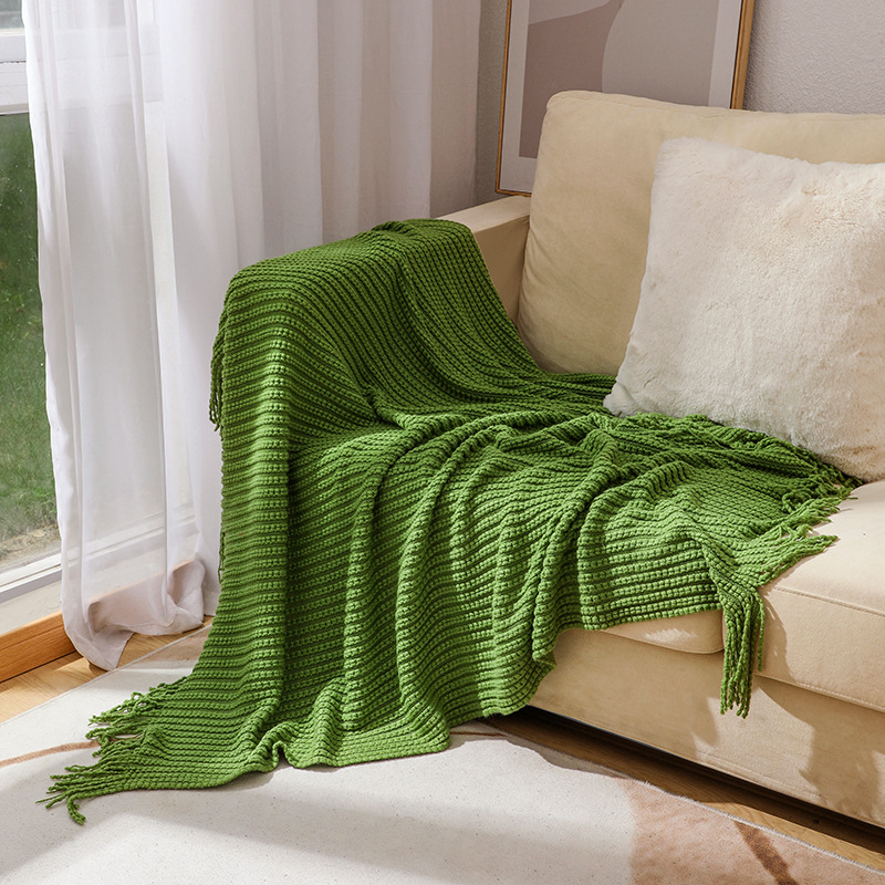 Boho Chunky Waffle Knit Throw  - Boho Throw Blanket Fringe ulasan dan harga