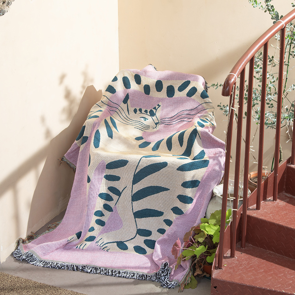 Boho Abstract Cat Jacquard Thr - Boho Throw Blanket Fringe ulasan dan harga