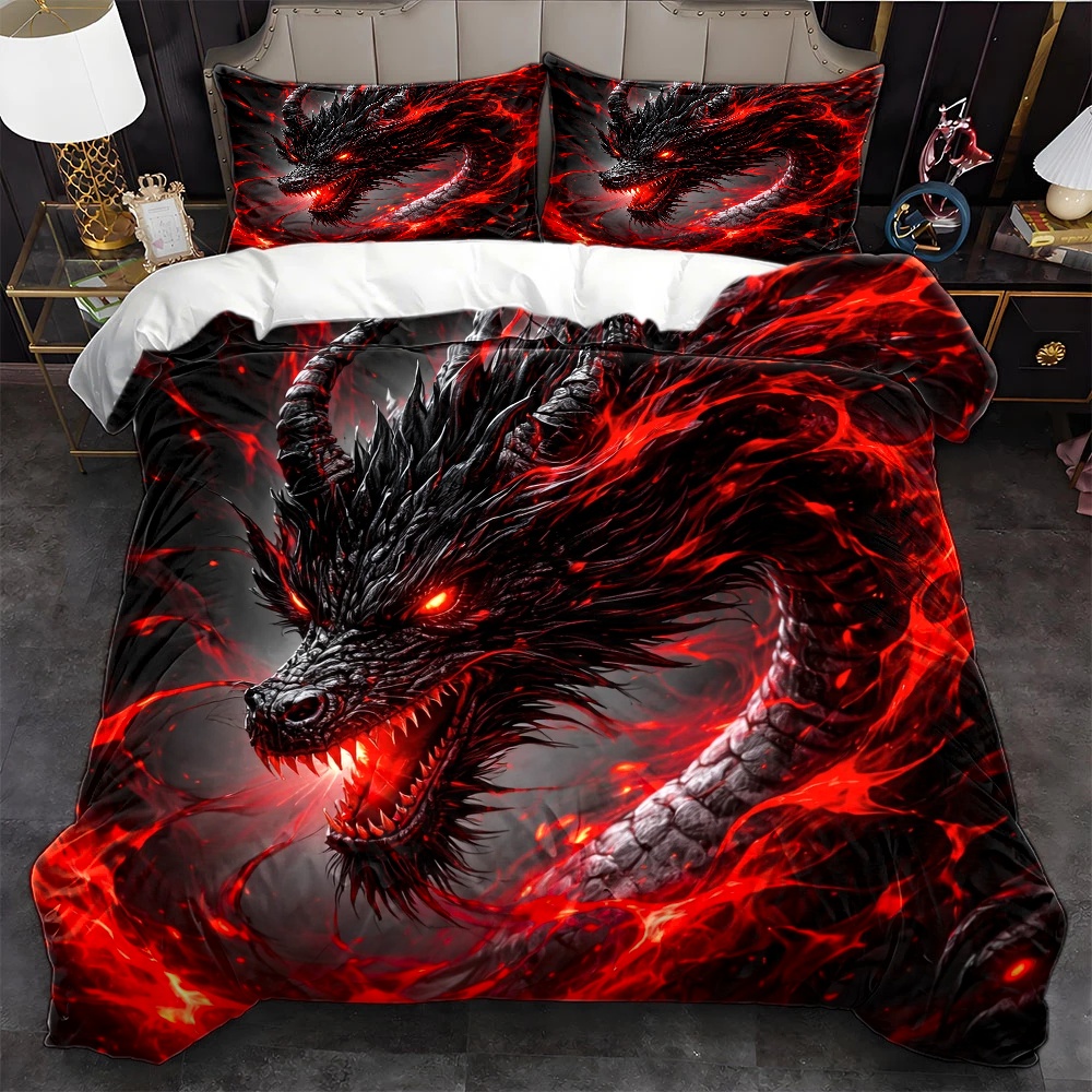 3Pc Dark Dragon Duvet Cover Se - Duvet Cover Sets With Zipper ulasan dan harga