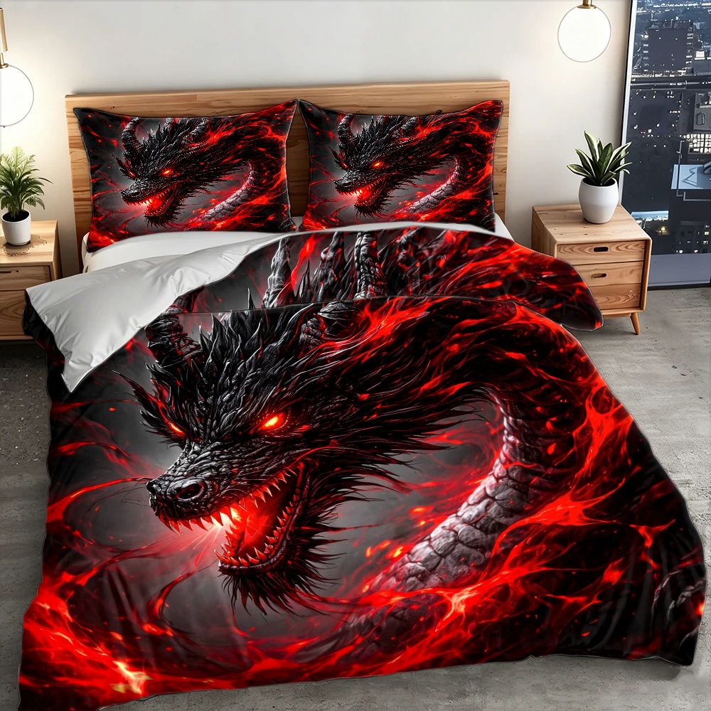 3Pc Dark Dragon Duvet Cover Se - Duvet Cover Sets With Zipper ulasan dan harga