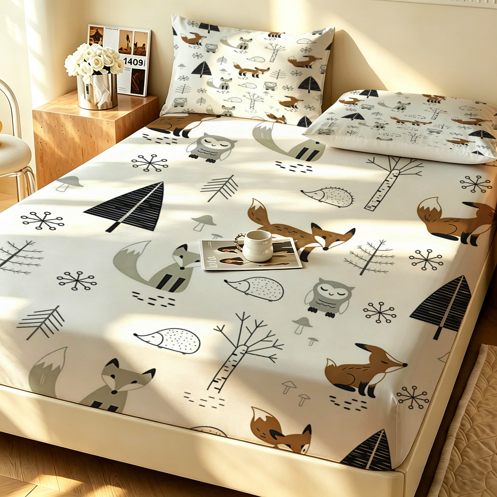 Forest Fox Owl Pine Fitted She - Fitted Bed Sheets Deep Pocket ulasan dan harga