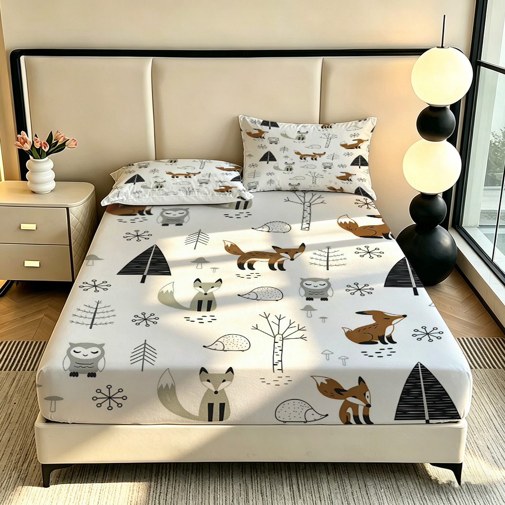 Forest Fox Owl Pine Fitted She - Fitted Bed Sheets Deep Pocket ulasan dan harga