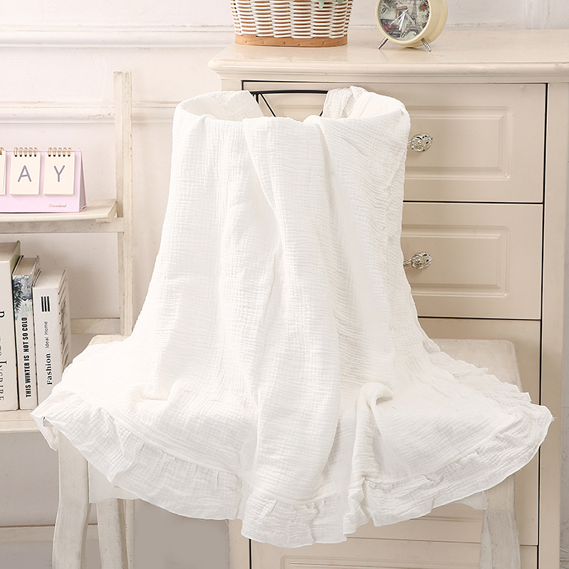 100% Cotton Ruffled Muslin Bla - Muslin Cotton Bedspread ulasan dan harga