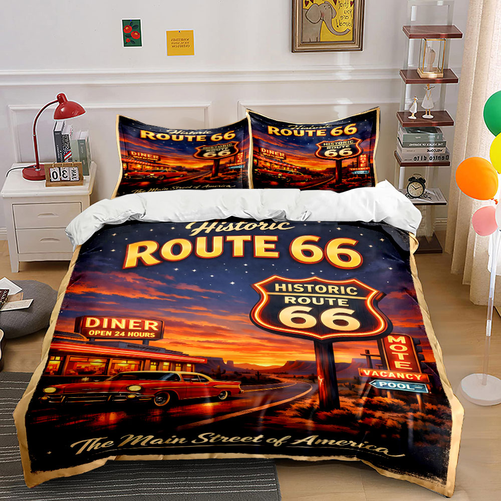 Nostalgic Night on Route 66 Pa - Duvet Cover Sets With Zipper ulasan dan harga