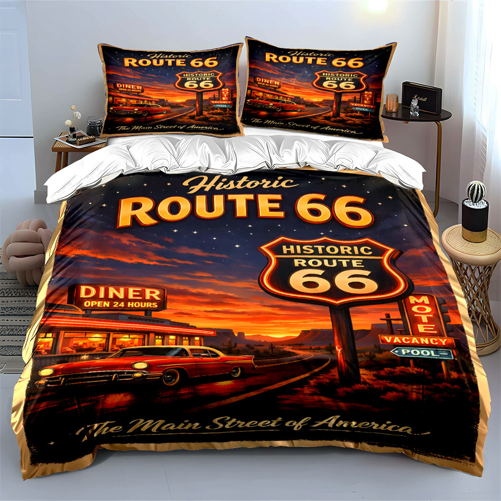 Nostalgic Night on Route 66 Pa - Duvet Cover Sets With Zipper ulasan dan harga