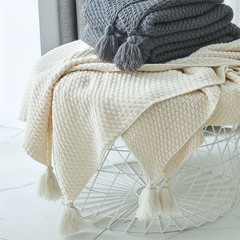 Boho Knitted Throw Blanket Dec - Boho Throw Blanket Fringe ulasan dan harga