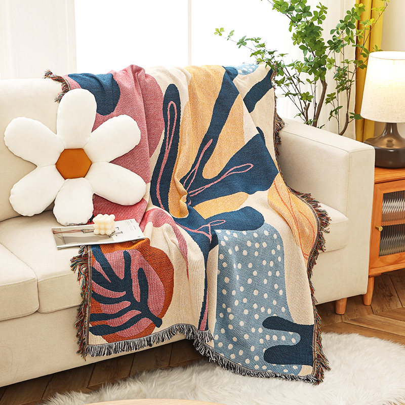 Boho Abstract Botanical Jacqua - Boho Throw Blanket Fringe ulasan dan harga