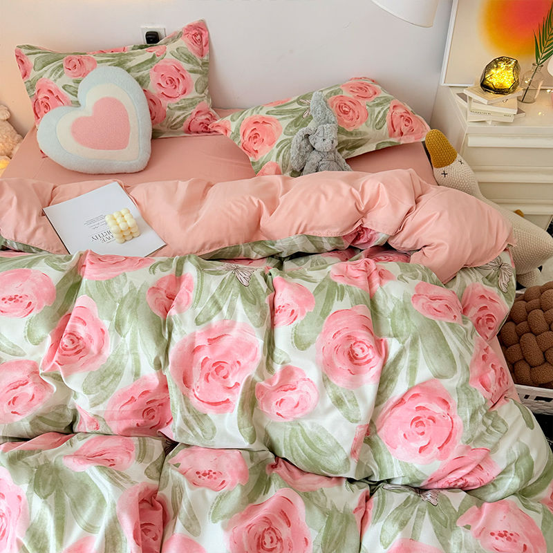 Pink Rose Duvet Cover Set with - Duvet Cover Sets With Zipper ulasan dan harga