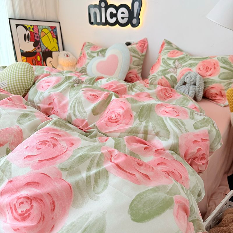 Pink Rose Duvet Cover Set with - Duvet Cover Sets With Zipper ulasan dan harga