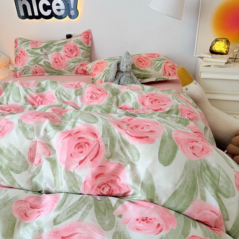 Pink Rose Duvet Cover Set with - Duvet Cover Sets With Zipper ulasan dan harga