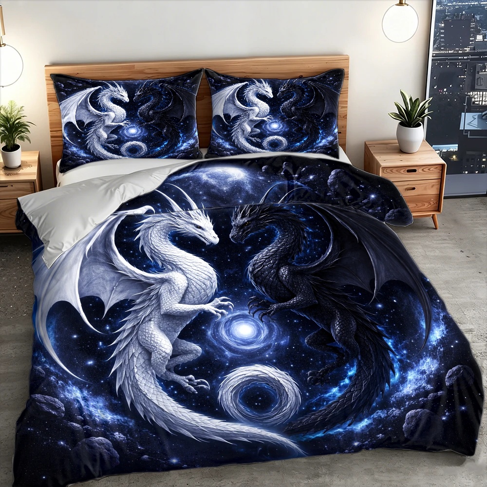 3Pc Starry Sky Dragon Totem Du - Duvet Cover Sets With Zipper ulasan dan harga