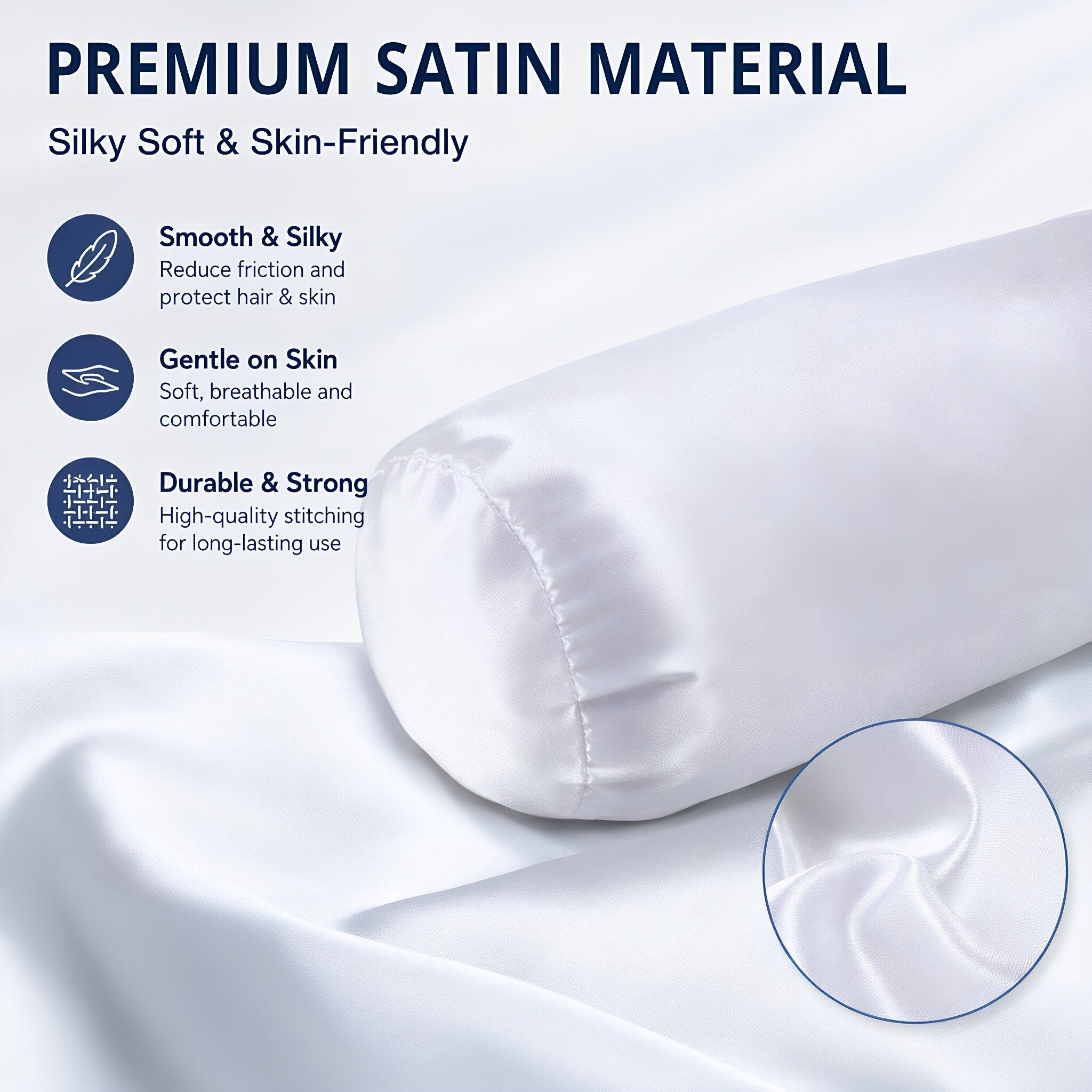 White Satin Neck Roll Pillow C - Satin Silk Pillowcase Hair Skin ulasan dan harga