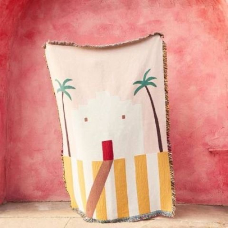 Pastel Pink Desert Adobe Throw - Boho Throw Blanket Fringe ulasan dan harga