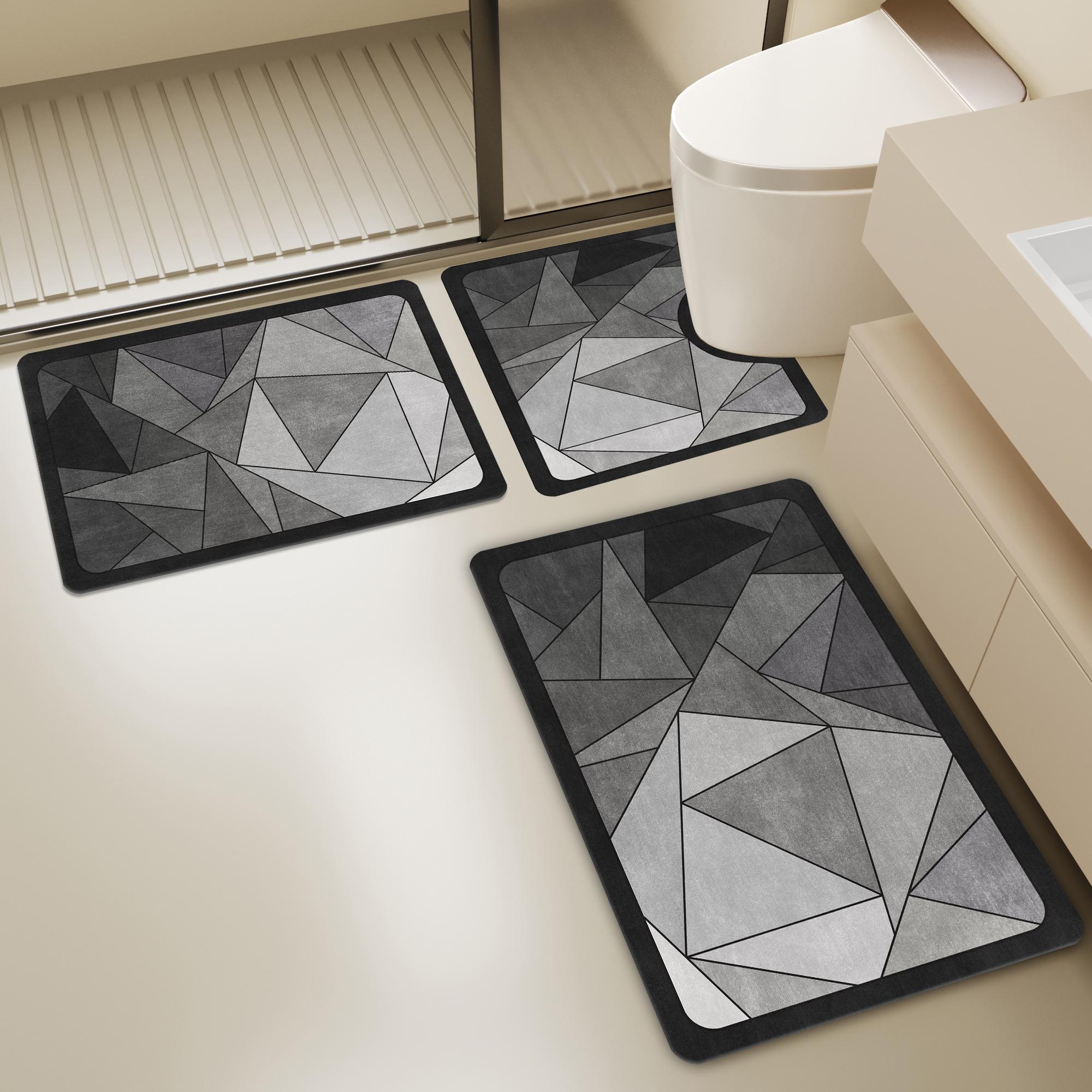 3-Piece Bathroom Mat Set Thick - Quick Dry Diatomite Bath Mat ulasan dan harga
